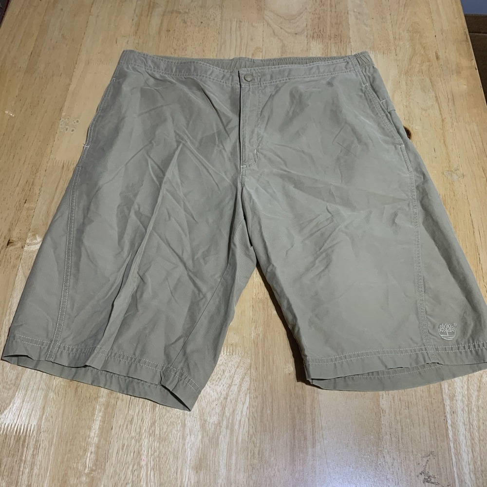 Timberland Men's Size M/10 Inseam‎ Flat Front  British Khaki Chino Shorts